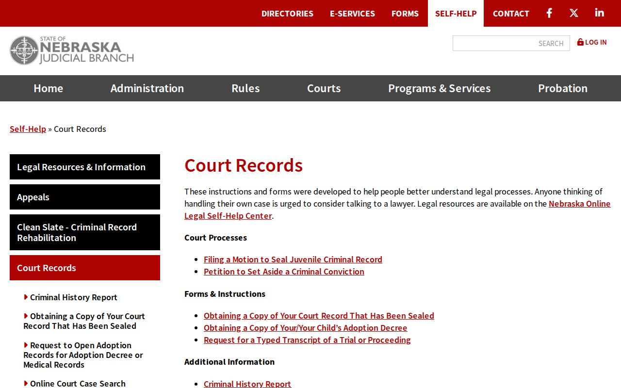 Cass County court record forms and request pathways