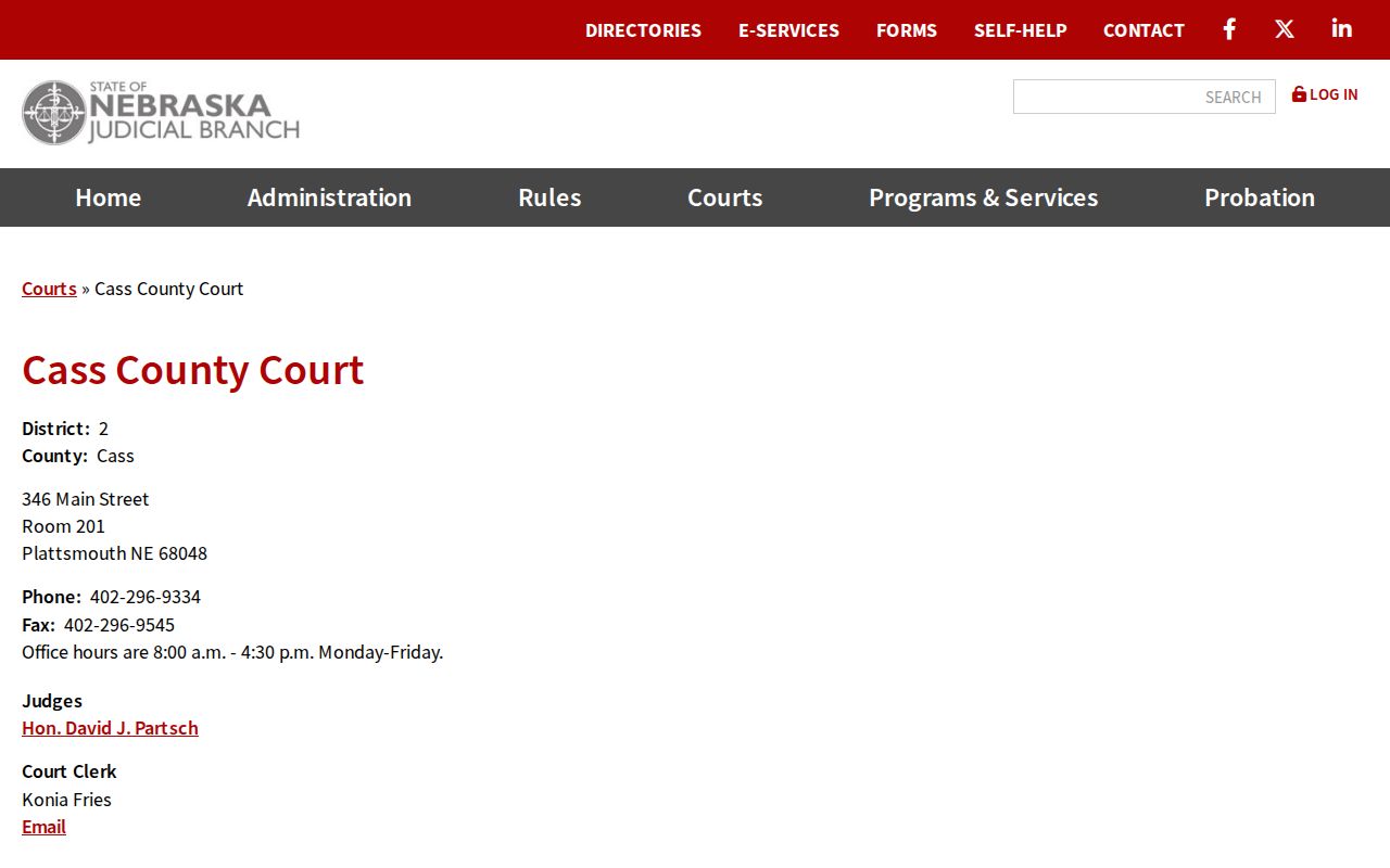 Cass County court docket and County Court record access