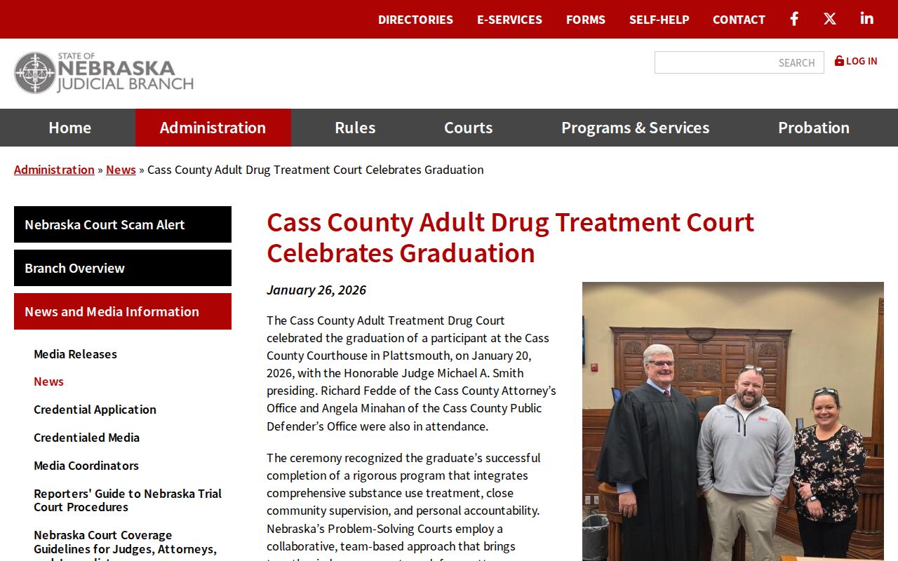 Cass County court docket Adult Drug Court program context