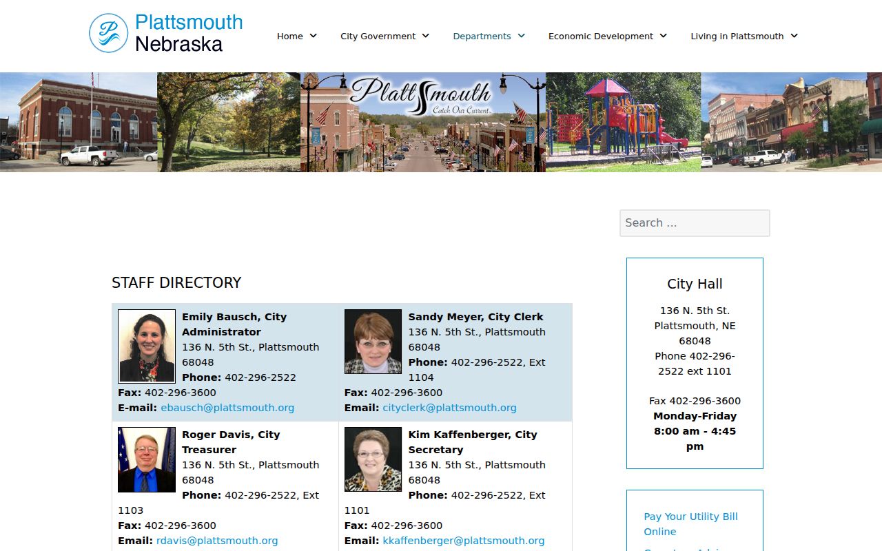 Plattsmouth court docket source showing city clerk and police contact information
