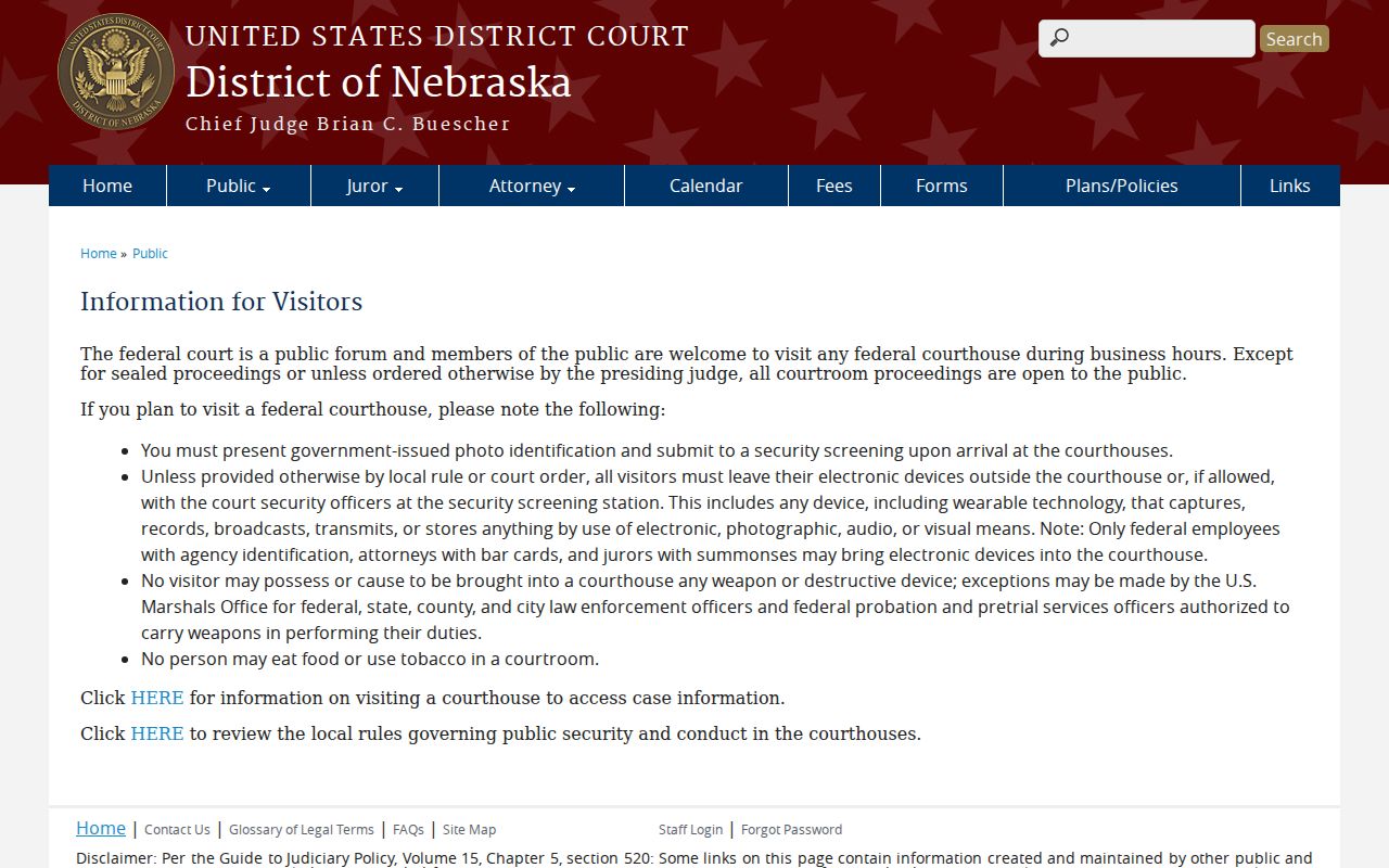 Weeping Water court docket source showing separate federal public access information